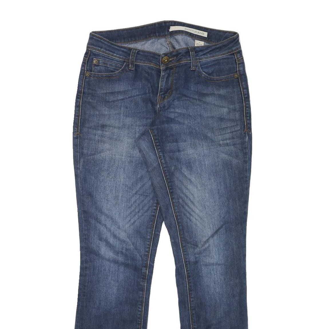 DKNY Womens Blue Regular Bootcut Denim Light W30 L31 Classic Zip Jeans
