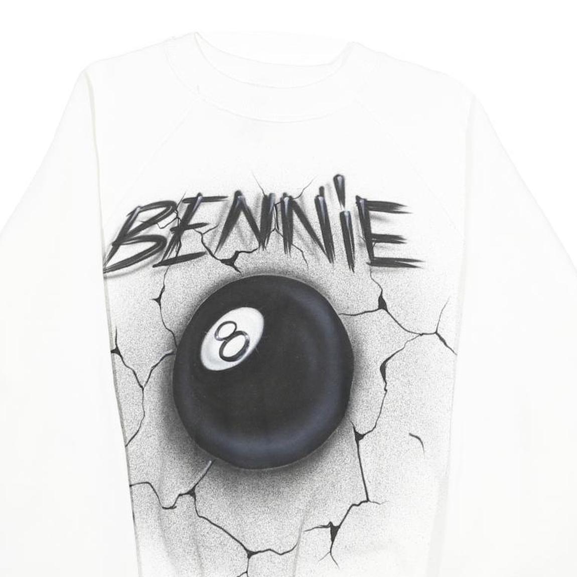 HANES Mens White Bennie Crew Neck XL Cotton Blend Pullover Sweatshirt Graphic