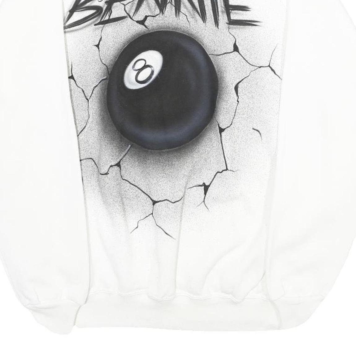 HANES Mens White Bennie Crew Neck XL Cotton Blend Pullover Sweatshirt Graphic