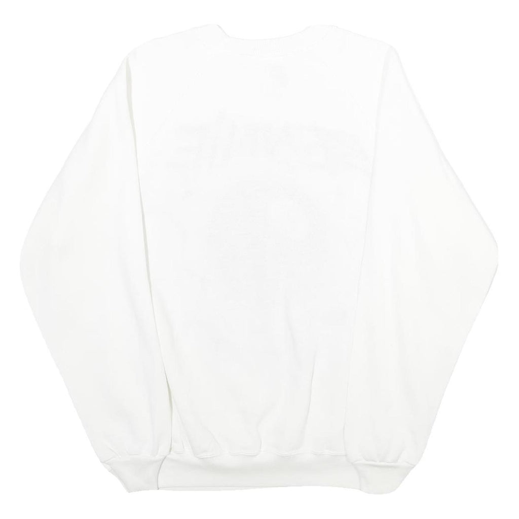 HANES Mens White Bennie Crew Neck XL Cotton Blend Pullover Sweatshirt Graphic