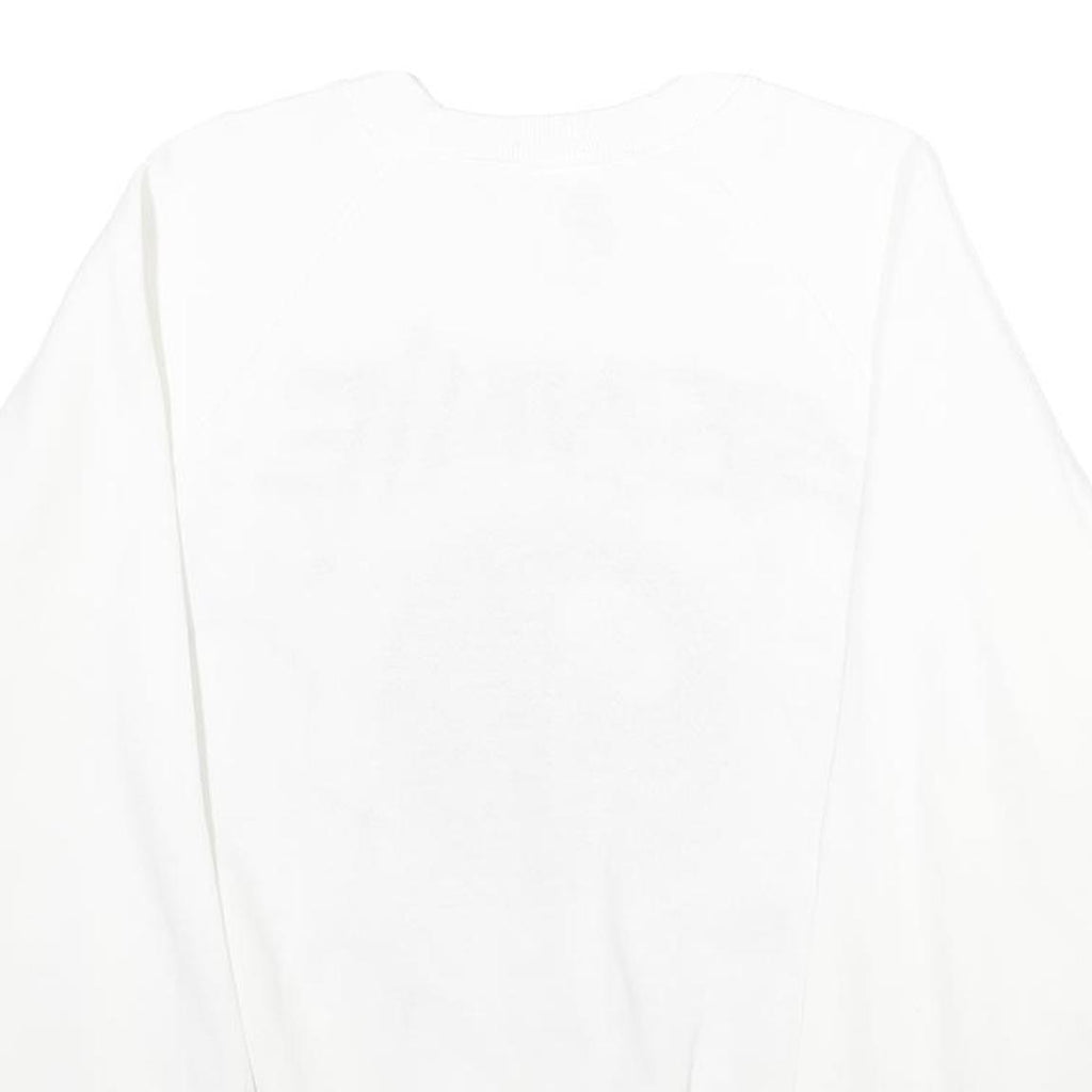 HANES Mens White Bennie Crew Neck XL Cotton Blend Pullover Sweatshirt Graphic