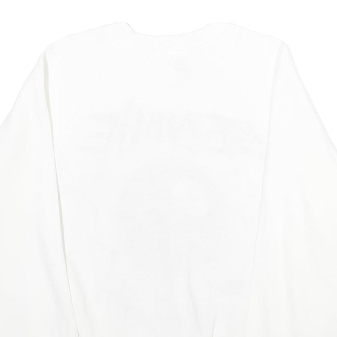 HANES Mens White Bennie Crew Neck XL Cotton Blend Pullover Sweatshirt Graphic