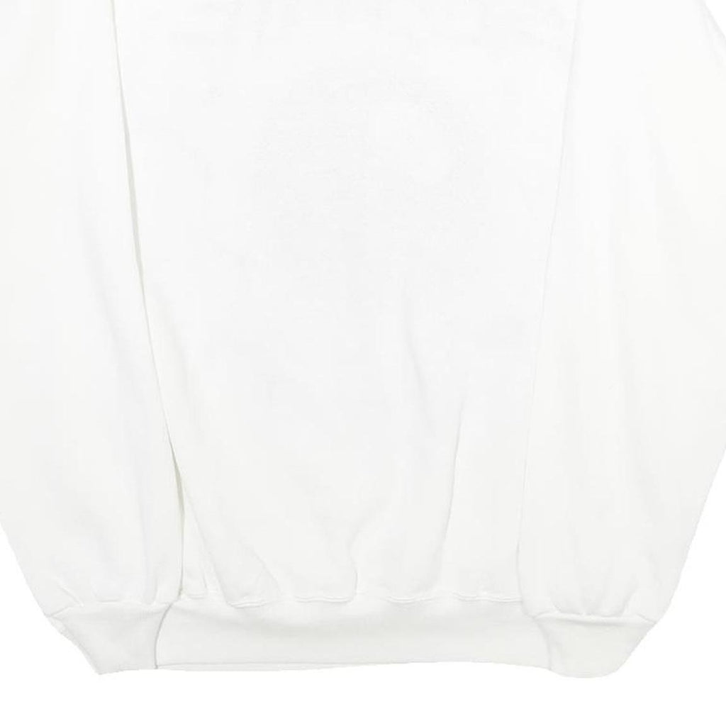HANES Mens White Bennie Crew Neck XL Cotton Blend Pullover Sweatshirt Graphic