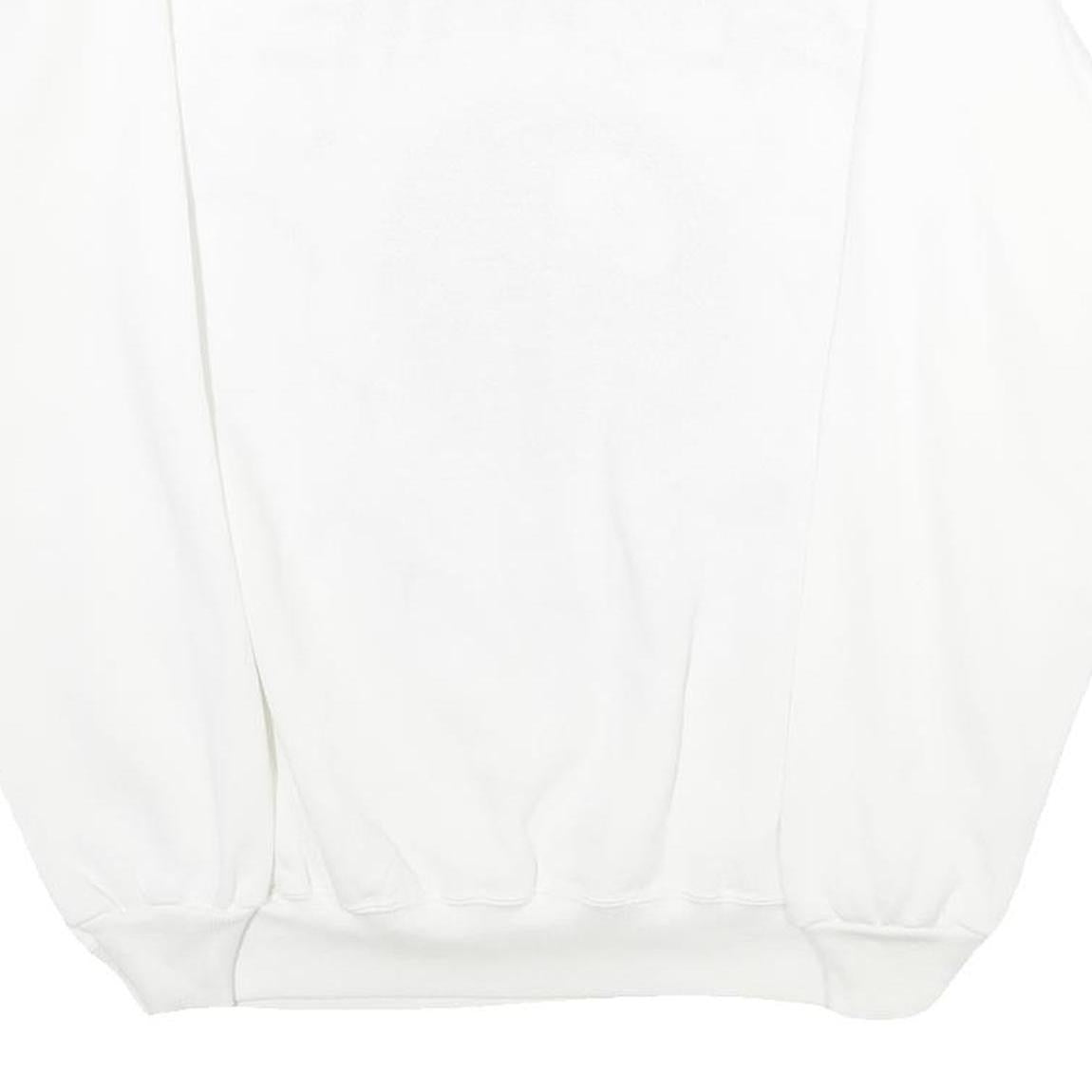 HANES Mens White Bennie Crew Neck XL Cotton Blend Pullover Sweatshirt Graphic
