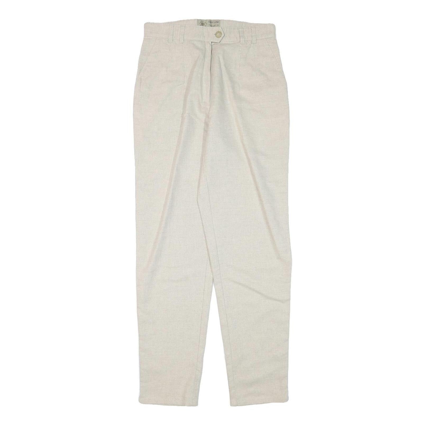 BRAX Womens Linen Blend Cream Slim Tapered Trousers W28 L30 Stylish Comfort