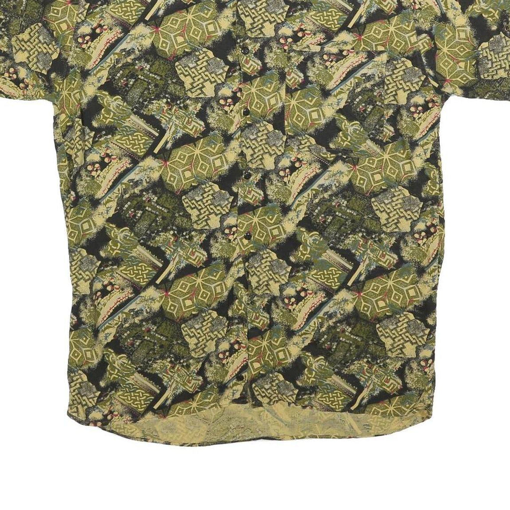 NOROSHIRTS Mens Green Abstract Pattern Shirt M Cotton Blend Casual Summer