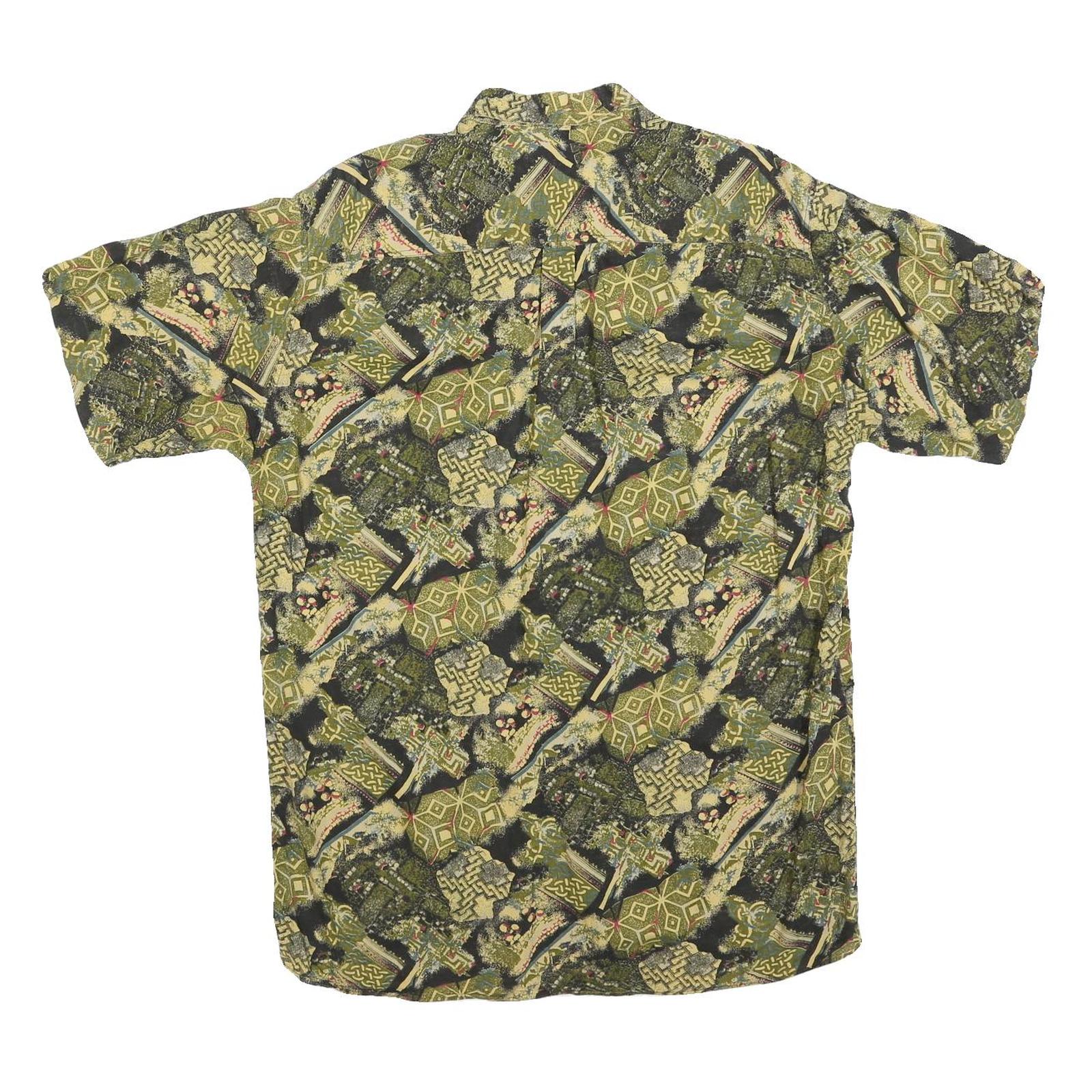 NOROSHIRTS Mens Green Abstract Pattern Shirt M Cotton Blend Casual Summer