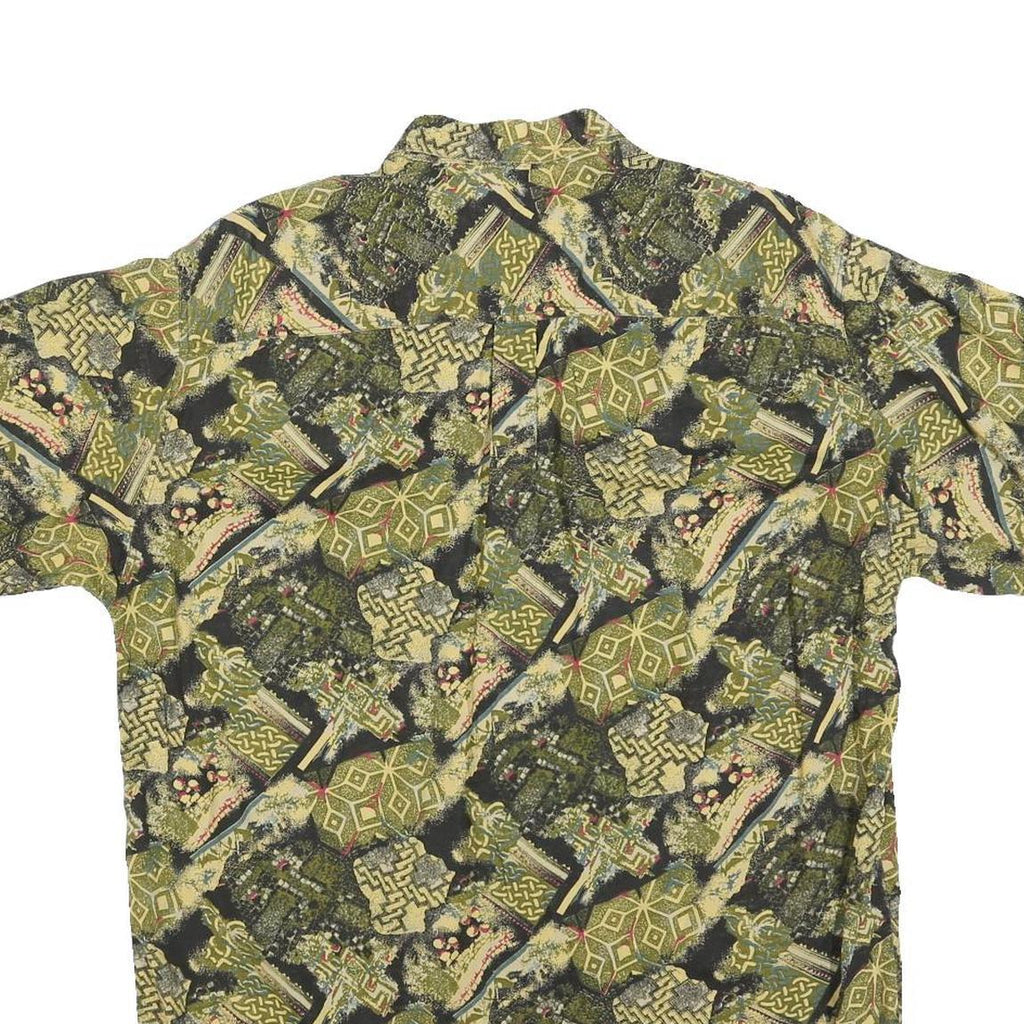 NOROSHIRTS Mens Green Abstract Pattern Shirt M Cotton Blend Casual Summer