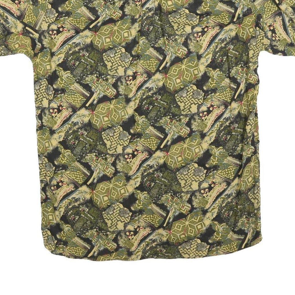 NOROSHIRTS Mens Green Abstract Pattern Shirt M Cotton Blend Casual Summer
