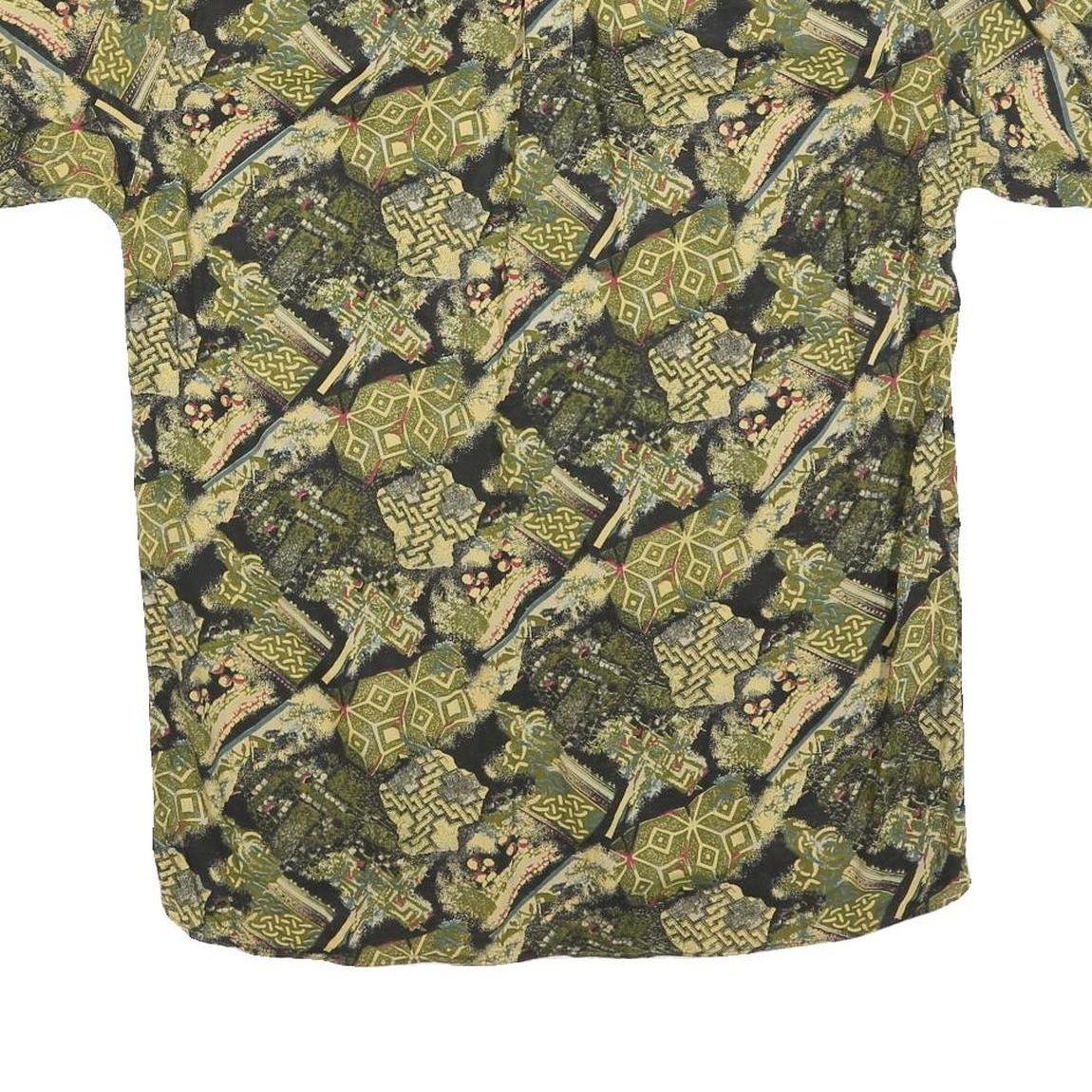 NOROSHIRTS Mens Green Abstract Pattern Shirt M Cotton Blend Casual Summer