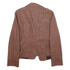 OLIVIER STRELLI Womens Brown Wool Blend Jacket UK 16 Woven Classic Blazer