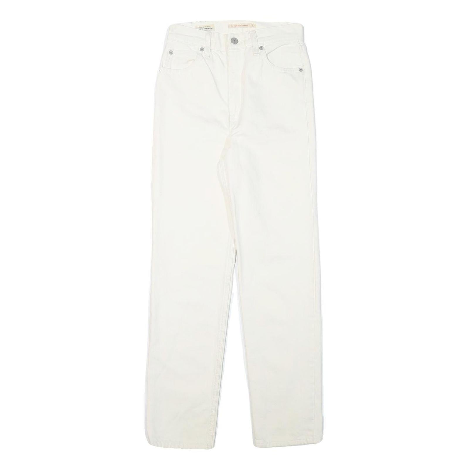 LEVI'S Womens Jeans White Regular Straight Denim W24 L27 Cotton Blend Zip
