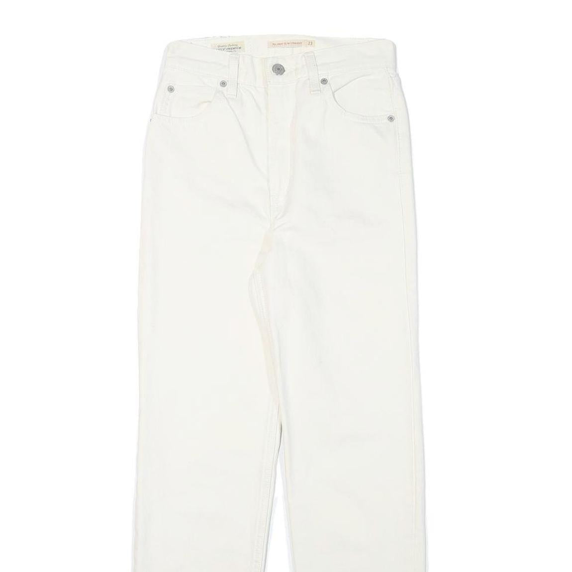 LEVI'S Womens Jeans White Regular Straight Denim W24 L27 Cotton Blend Zip