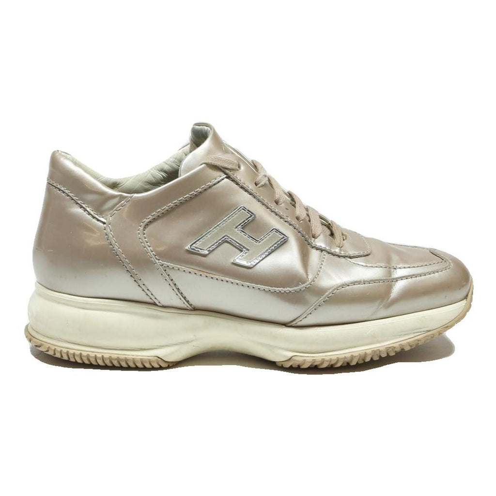 HOGAN Womens Lace-Up Trainers Synthetic Beige UK 4.5 Comfortable Casual Footwear