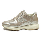 HOGAN Womens Lace-Up Trainers Synthetic Beige UK 4.5 Comfortable Casual Footwear