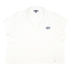 TOMMY HILFIGER Womens White Crocodile Logo Short Sleeve Polo Shirt 2XL Cotton