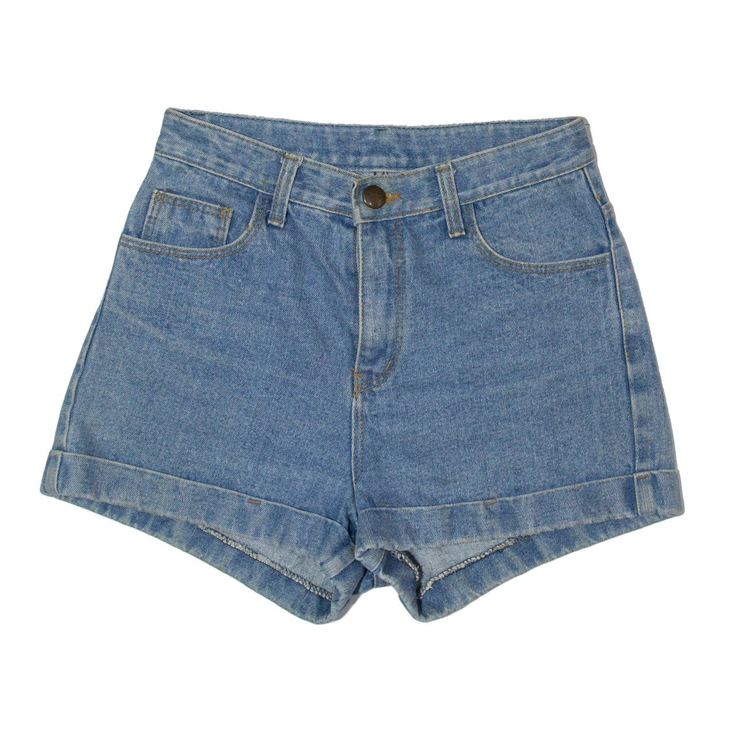 URBAN Roll Up Womens Denim Shorts Blue Relaxed XS W24