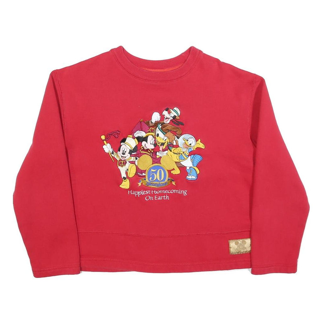 DISNEY Womens Red 50th Anniversary Crew Neck S Sweatshirt Mickey Mouse