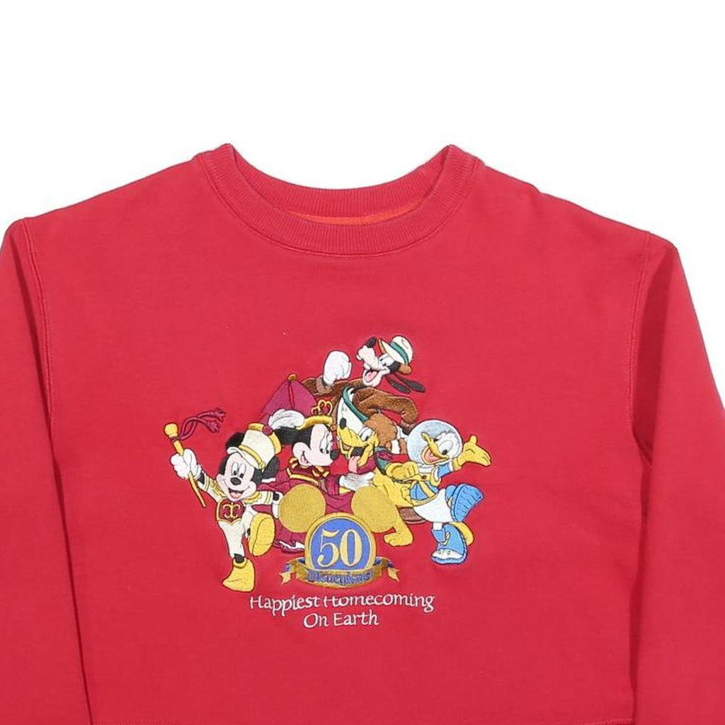 DISNEY Womens Red 50th Anniversary Crew Neck S Sweatshirt Mickey Mouse