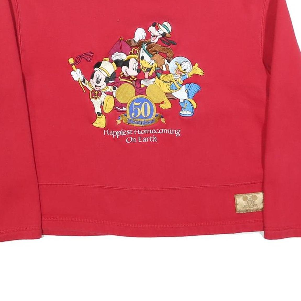 DISNEY Womens Red 50th Anniversary Crew Neck S Sweatshirt Mickey Mouse