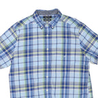 NAUTICA Mens Blue Check Shirt L Cotton Blend Casual Summer Button Down