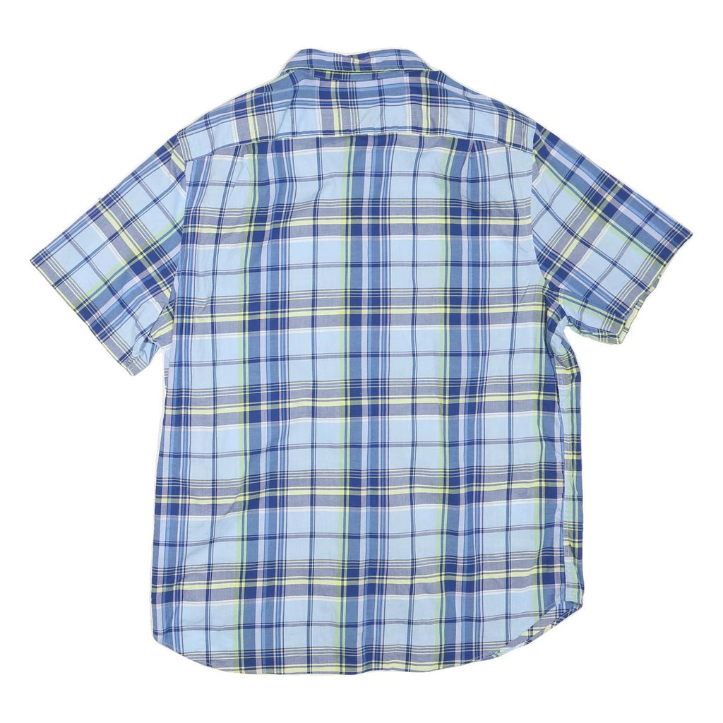 NAUTICA Mens Blue Check Shirt L Cotton Blend Casual Summer Button Down