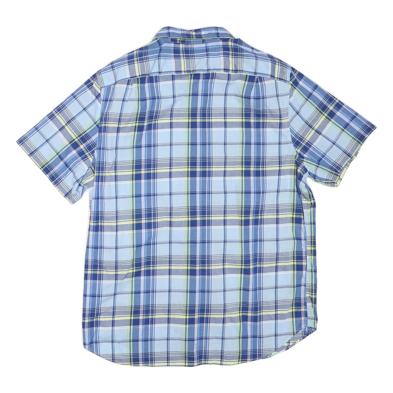 NAUTICA Mens Blue Check Shirt L Cotton Blend Casual Summer Button Down