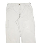 CARHARTT Mens Cotton Blend Relaxed W36 L29 Beige Workwear Cargo Trousers Zip