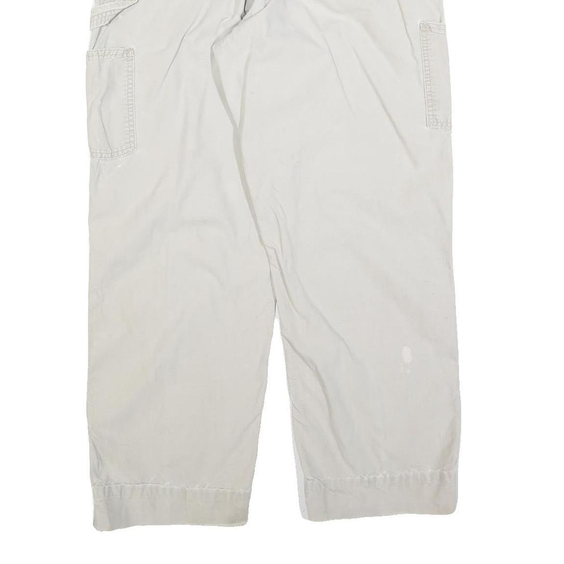 CARHARTT Mens Cotton Blend Relaxed W36 L29 Beige Workwear Cargo Trousers Zip