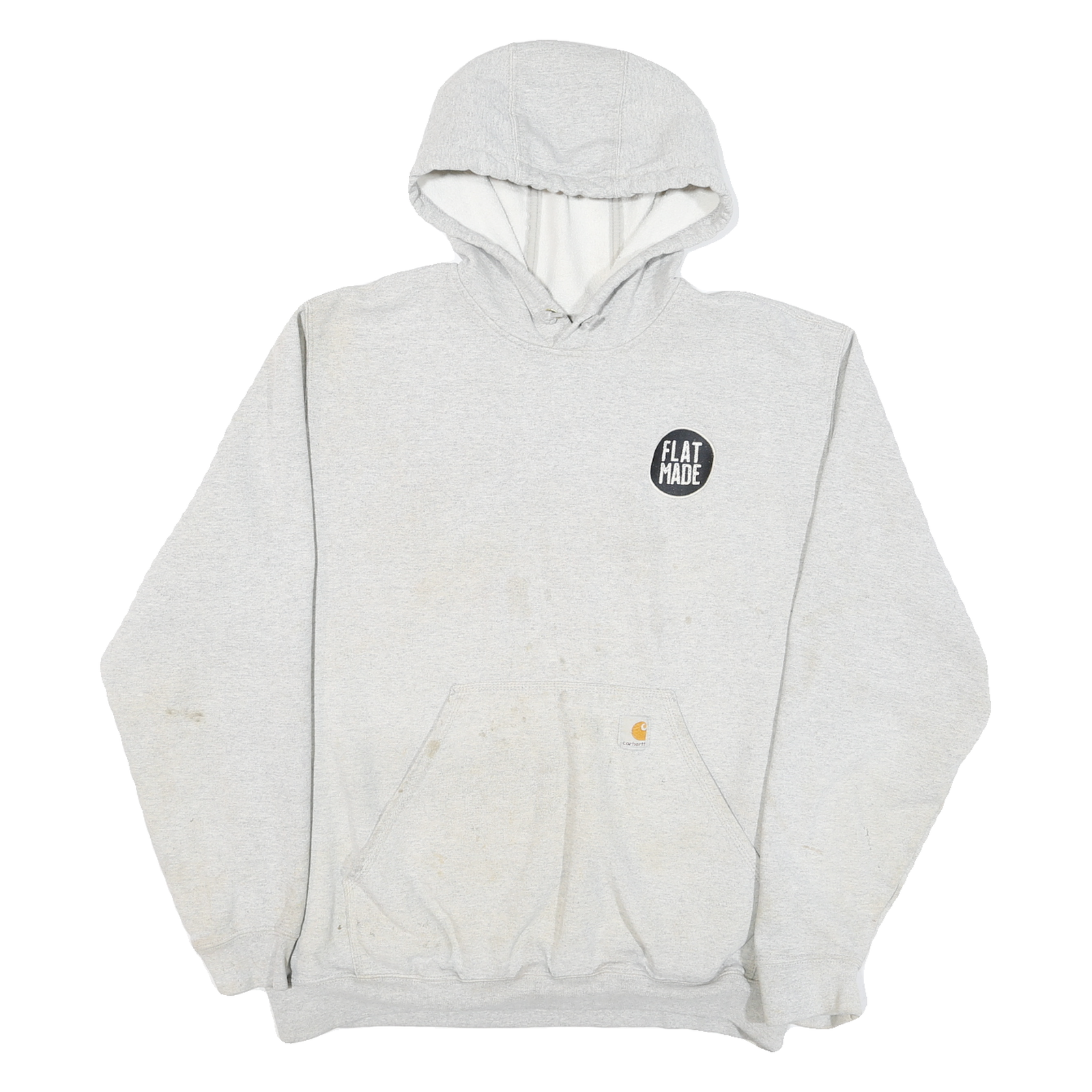 CARHARTT Mens Grey Hoodie L Flat Made Concrete Logo Cotton Blend