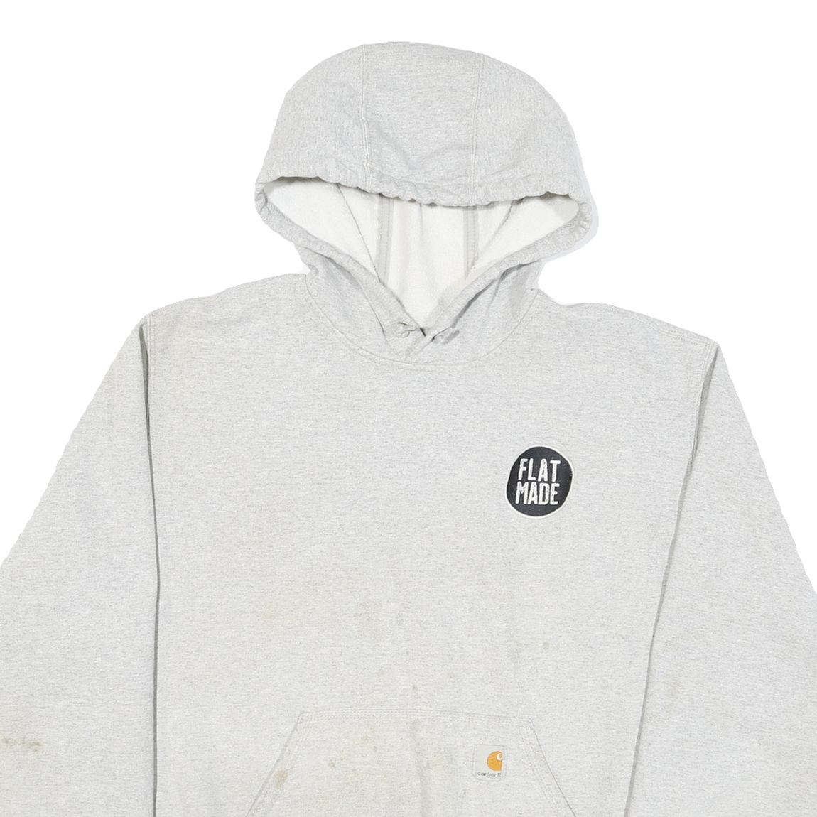 CARHARTT Mens Grey Hoodie L Flat Made Concrete Logo Cotton Blend