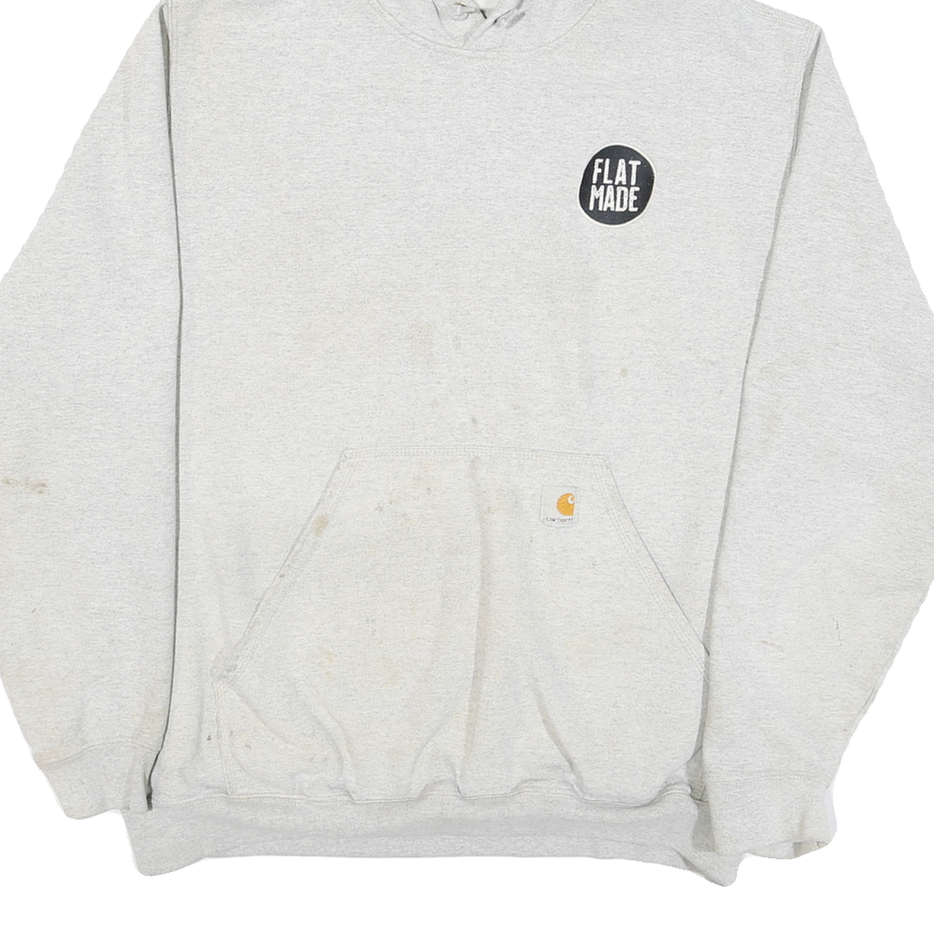 CARHARTT Mens Grey Hoodie L Flat Made Concrete Logo Cotton Blend