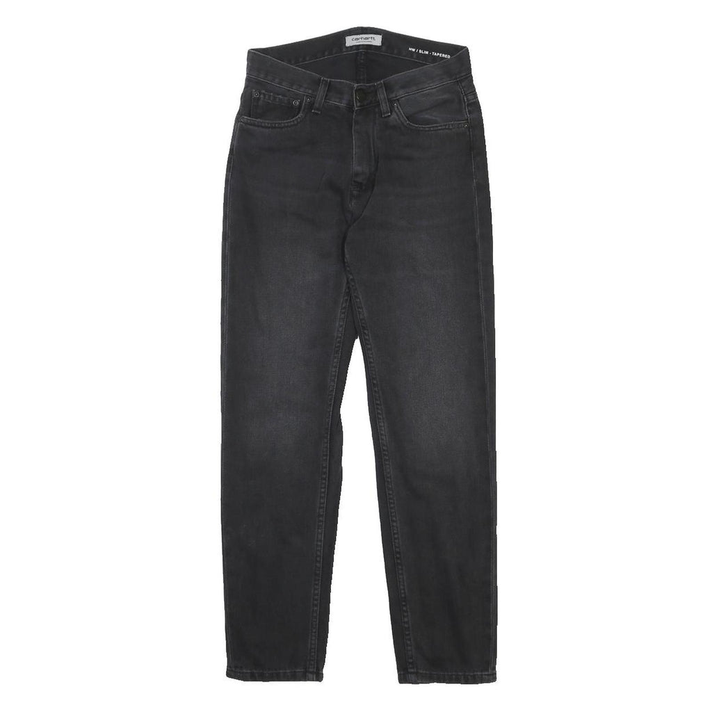 CARHARTT WIP Womens Slim Black Jeans Denim Dark W25 L26 Stylish Zip Closure