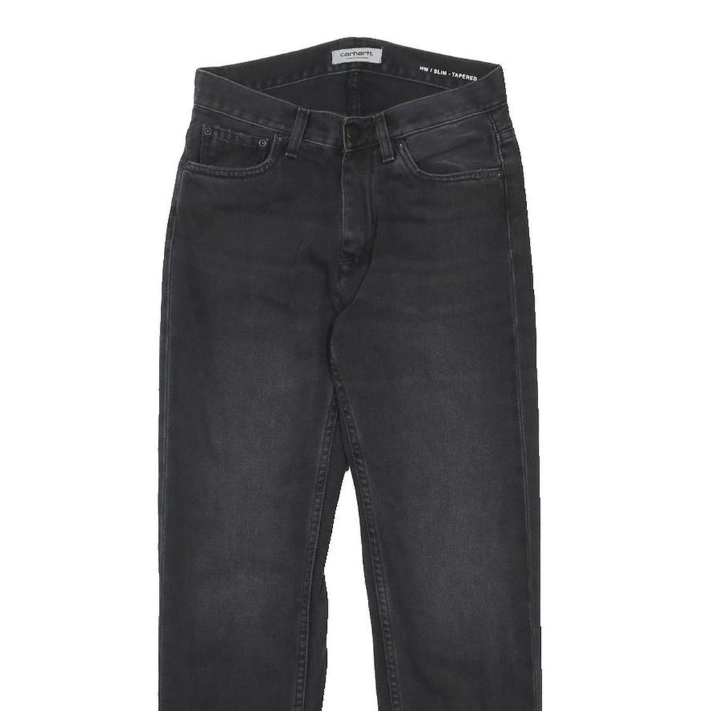 CARHARTT WIP Womens Slim Black Jeans Denim Dark W25 L26 Stylish Zip Closure