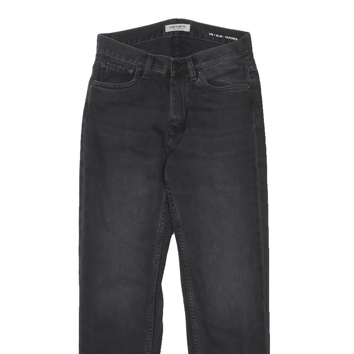 CARHARTT WIP Womens Slim Black Jeans Denim Dark W25 L26 Stylish Zip Closure