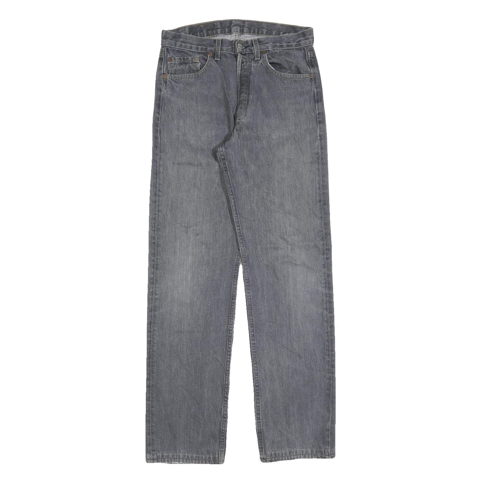 LEVI'S 501 Mens Jeans Grey Regular Straight Denim Medium W28 L31 Distressed