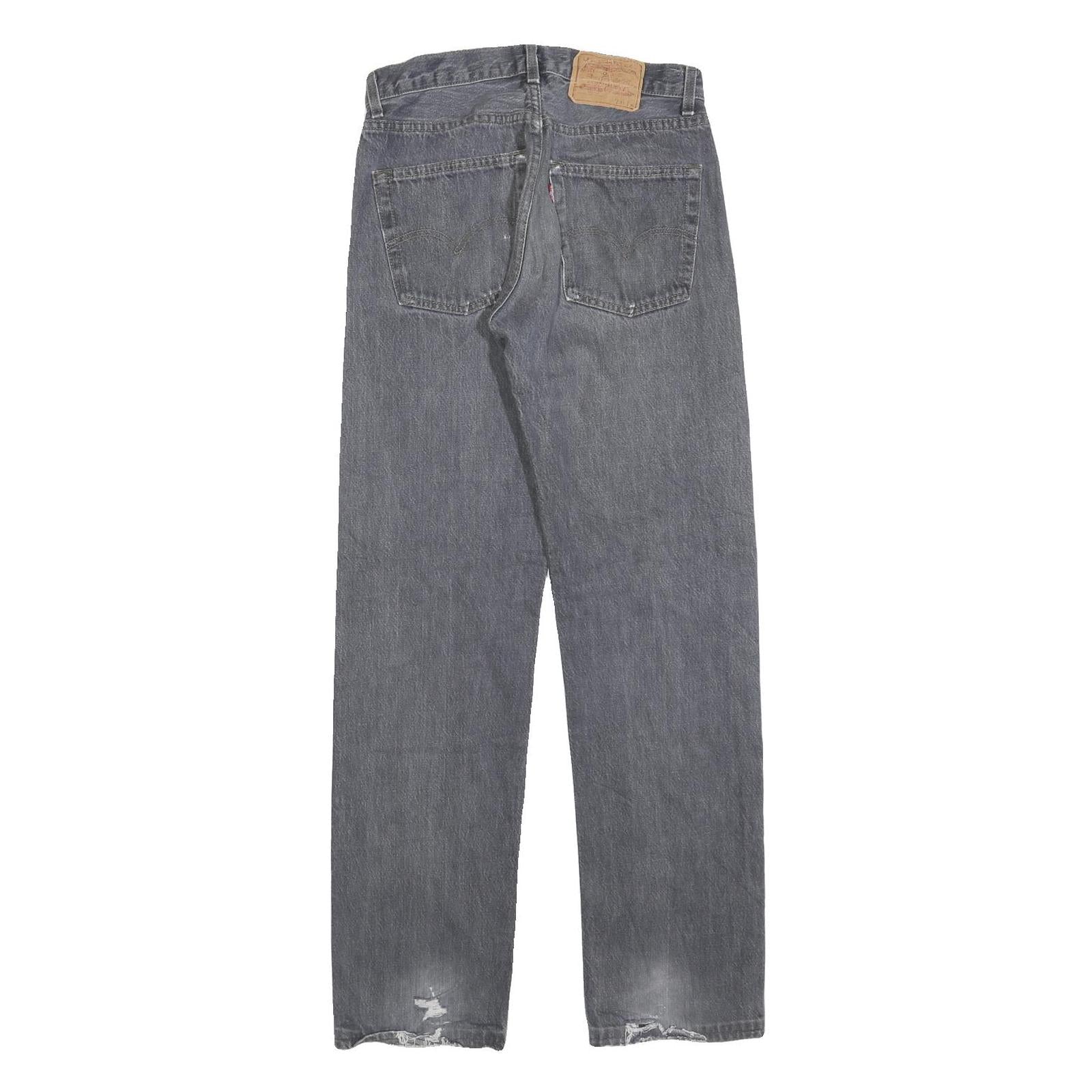 LEVI'S 501 Mens Jeans Grey Regular Straight Denim Medium W28 L31 Distressed