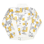 LAVON Womens White & Yellow Printed Zip Jacket M Polyester Blend Casual Wear