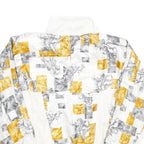 LAVON Womens White & Yellow Printed Zip Jacket M Polyester Blend Casual Wear