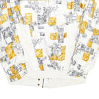 LAVON Womens White & Yellow Printed Zip Jacket M Polyester Blend Casual Wear