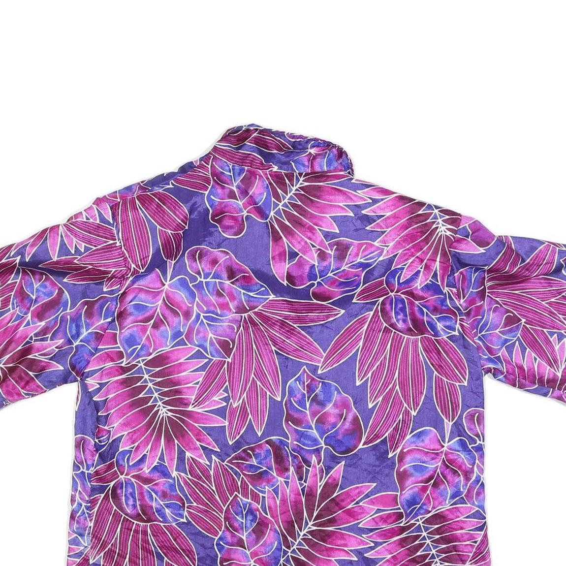 NOTATIONS Womens Purple & Pink Printed Short Sleeve Collared Top M Relaxed Fit