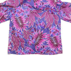 NOTATIONS Womens Purple & Pink Printed Short Sleeve Collared Top M Relaxed Fit