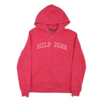 TOMMY HILFIGER Womens Red Zip Hoodie M Cotton Blend Casual Sweatshirt