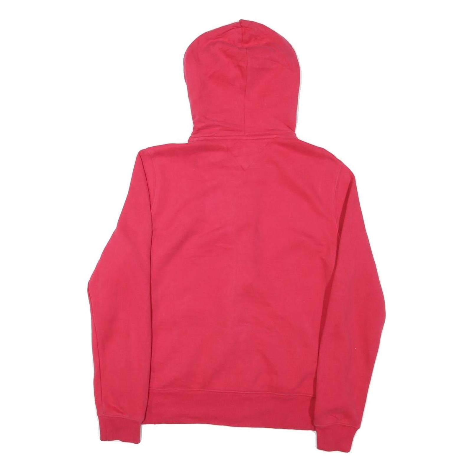 TOMMY HILFIGER Womens Red Zip Hoodie M Cotton Blend Casual Sweatshirt