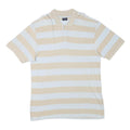 CHAMPION Mens Beige & White Striped Short Sleeve Polo Shirt 2XL Cotton Blend