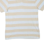 CHAMPION Mens Beige & White Striped Short Sleeve Polo Shirt 2XL Cotton Blend