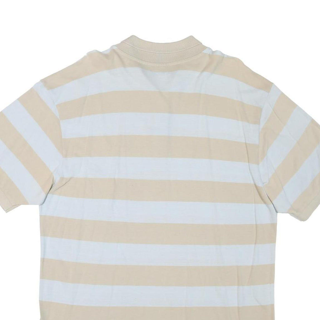 CHAMPION Mens Beige & White Striped Short Sleeve Polo Shirt 2XL Cotton Blend