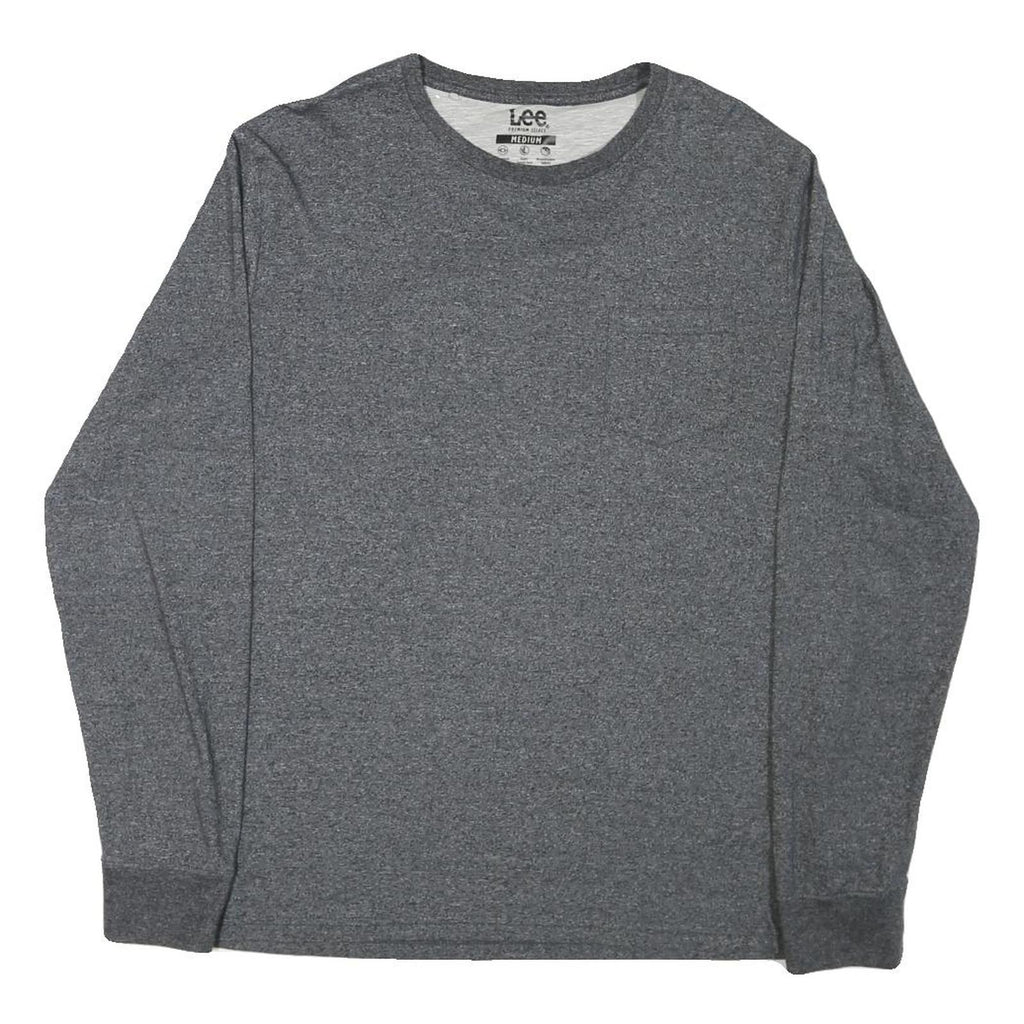 LEE Mens Grey Long Sleeve Crew Neck T-Shirt M Cotton Blend Comfortable Fit