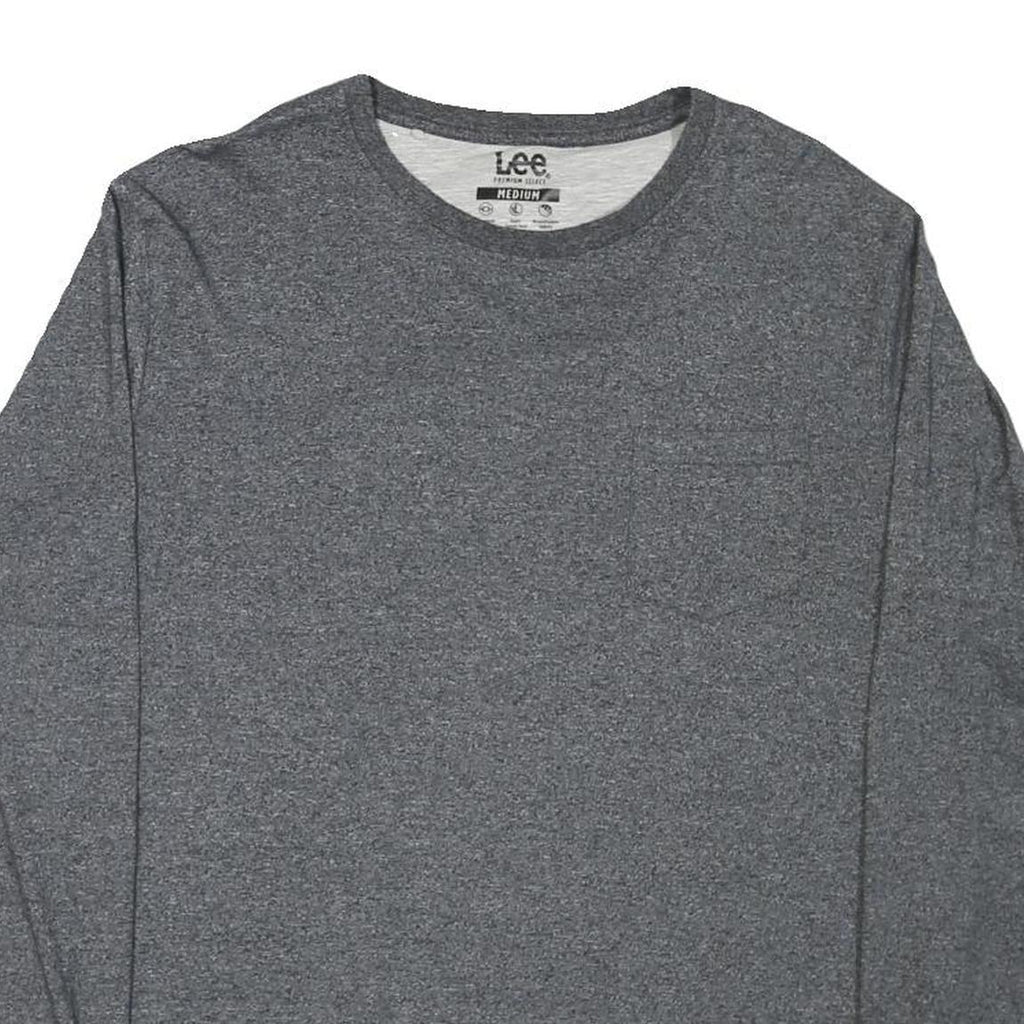 LEE Mens Grey Long Sleeve Crew Neck T-Shirt M Cotton Blend Comfortable Fit