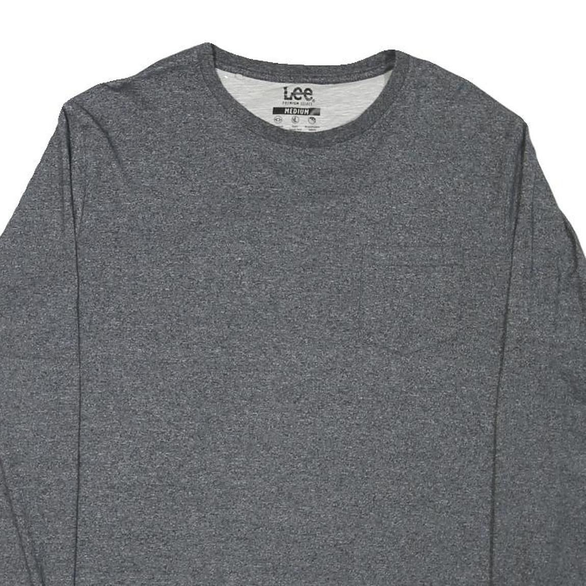 LEE Mens Grey Long Sleeve Crew Neck T-Shirt M Cotton Blend Comfortable Fit